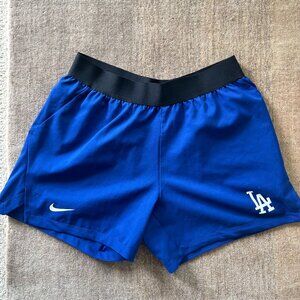 Nike x MLB LA Dodgers blue athletic shorts with pockets